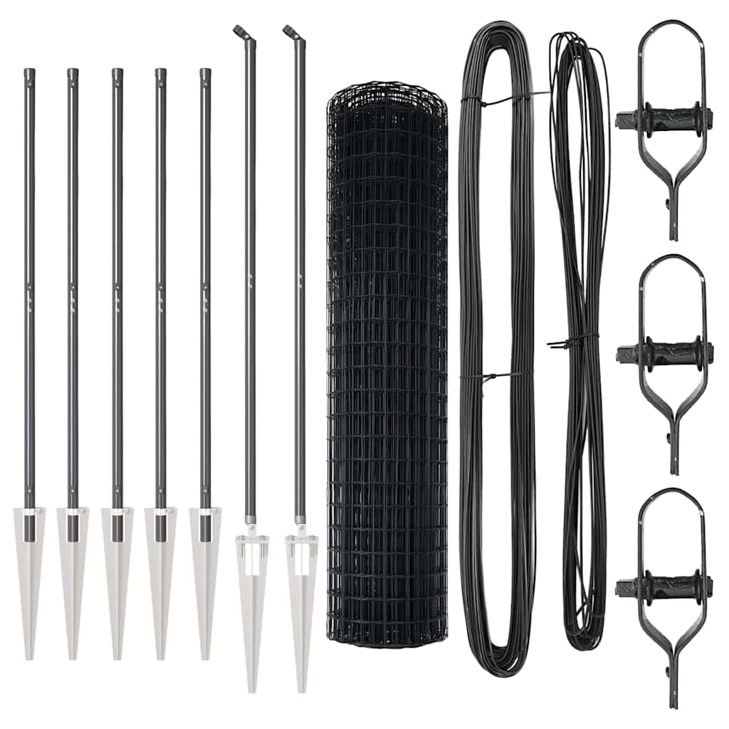 Recinzione con pali. Grigio 1.2 x 10 m Acciaio 3350646