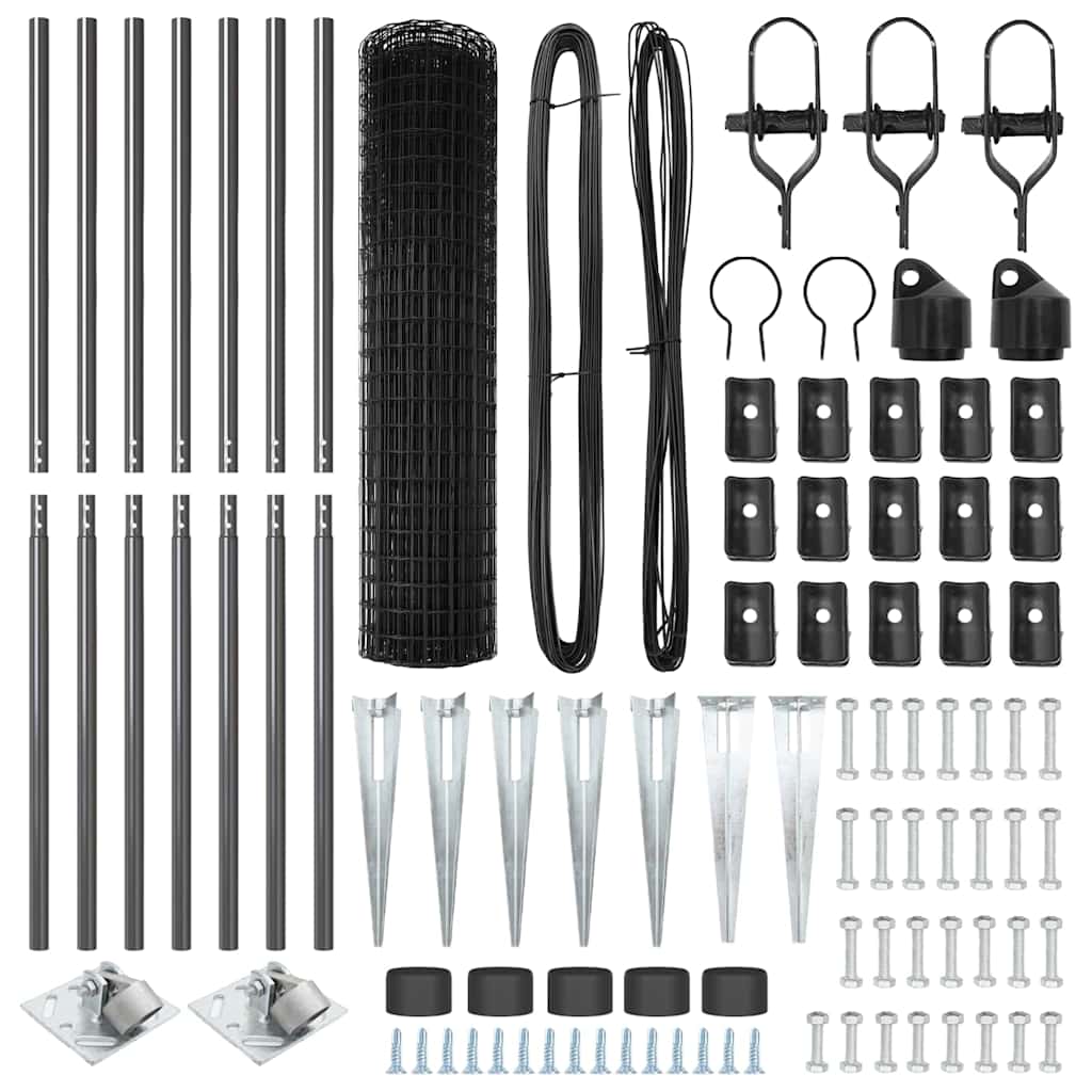 Recinzione con pali. Grigio 1.2 x 10 m Acciaio 3350646