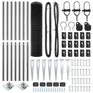 Recinzione con pali. Grigio 1.2 x 10 m Acciaio 3350646