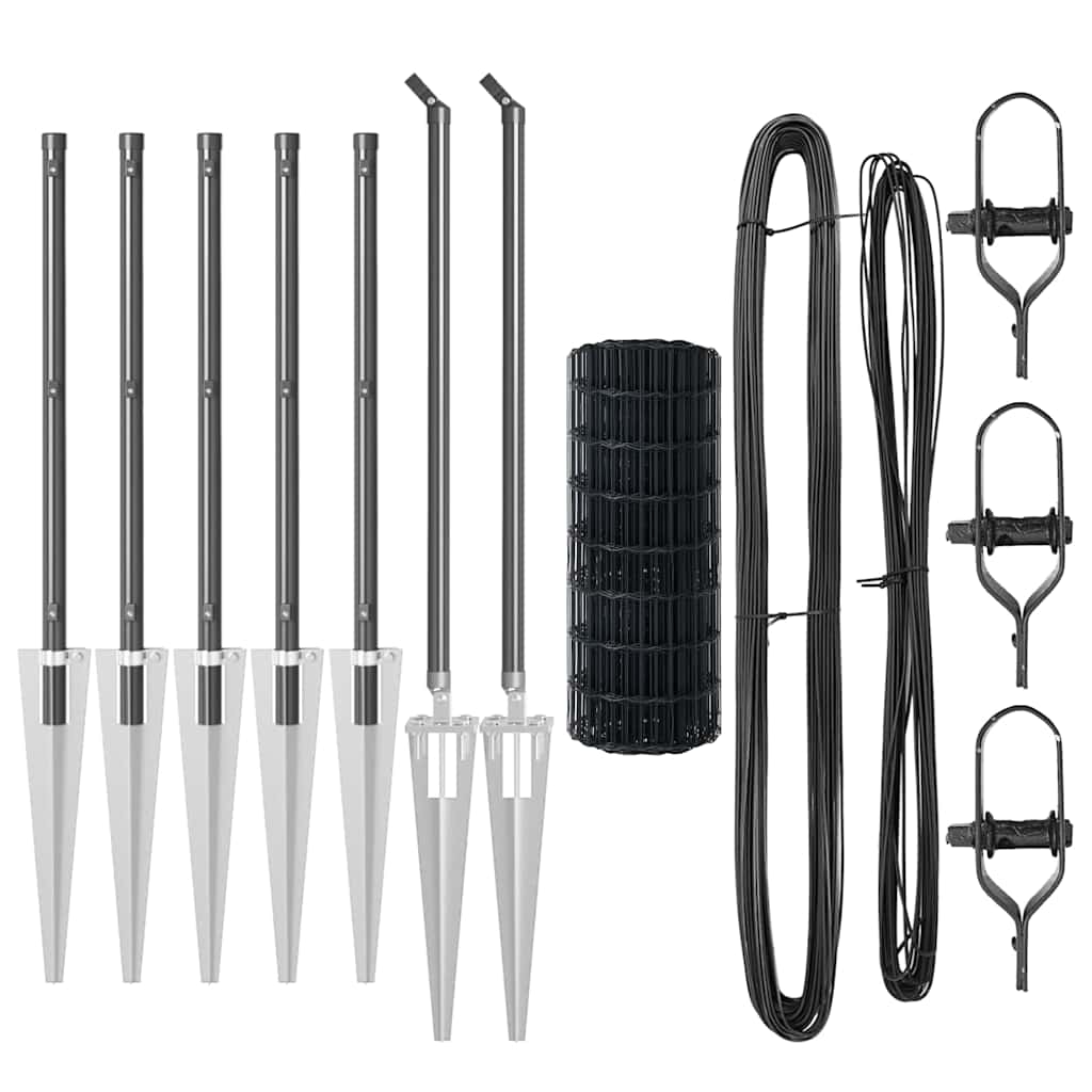 Recinzione con pali. Grigio 0.8 x 10 m Acciaio 3350652