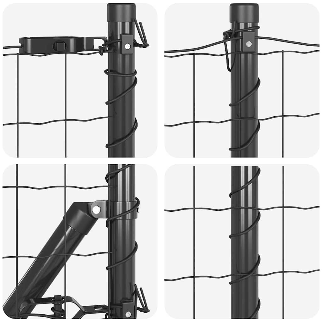 Recinzione con pali. Grigio 0.4 x 25 m Acciaio 3350671