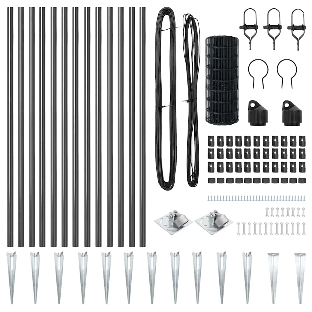 Recinzione con pali. Grigio 0.4 x 25 m Acciaio 3350671