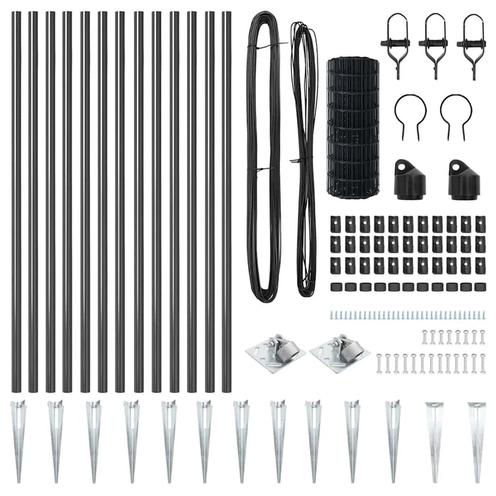 Recinzione con pali. Grigio 0.4 x 25 m Acciaio 3350671