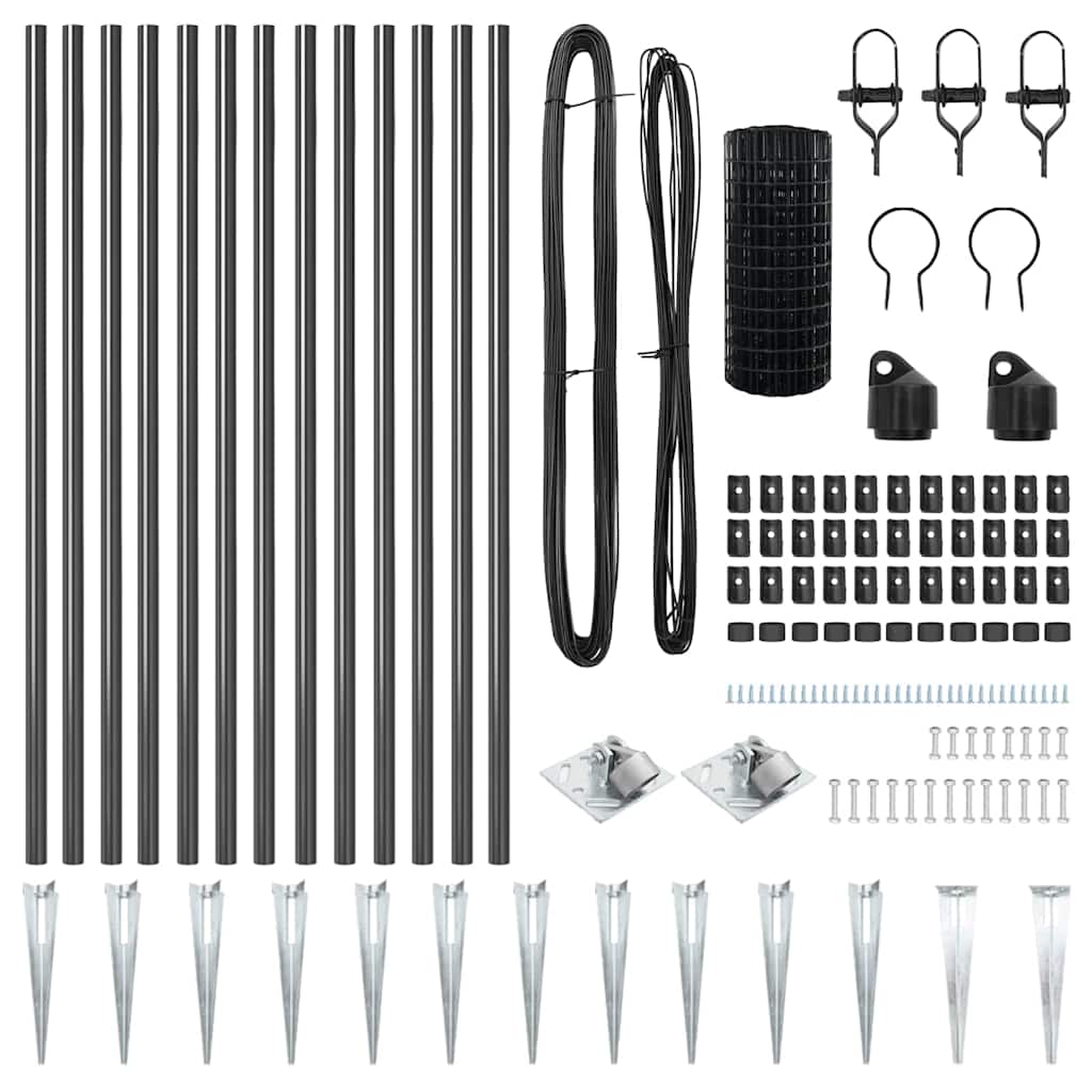 Recinzione con pali. Grigio 1 x 25 m Acciaio 3350689