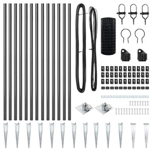 Recinzione con pali. Grigio 1 x 25 m Acciaio 3350689