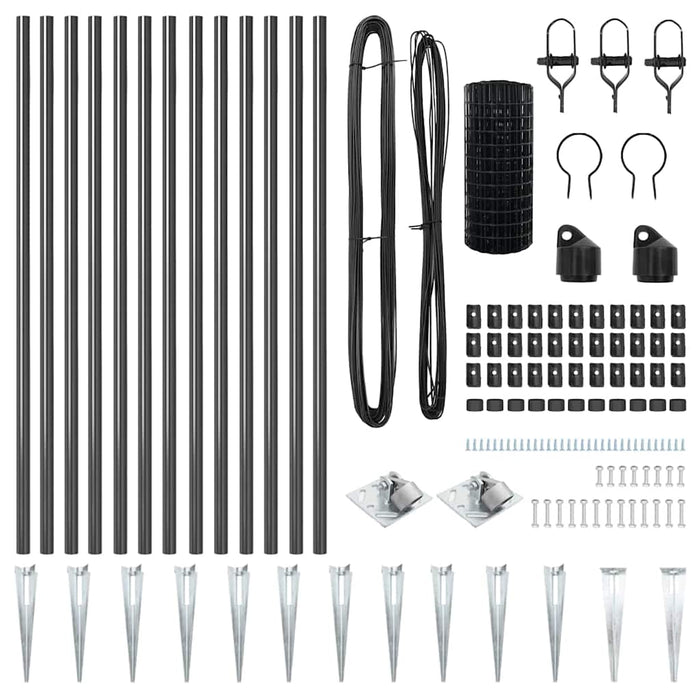 Recinzione con pali. Grigio 1 x 25 m Acciaio 3350689