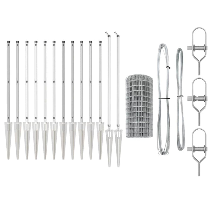 Recinzione con pali. Argento 0.4 x 25 m Acciaio 3350794