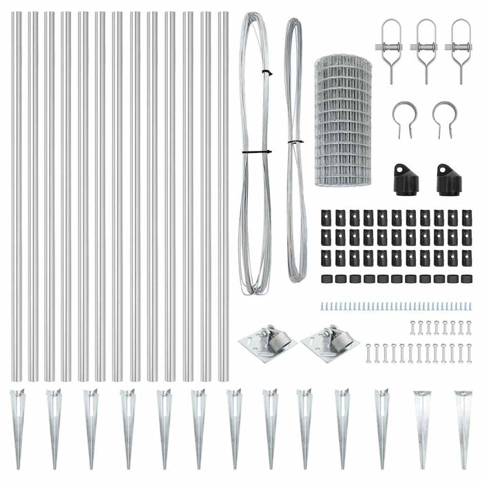 Recinzione con pali. Argento 0.4 x 25 m Acciaio 3350794