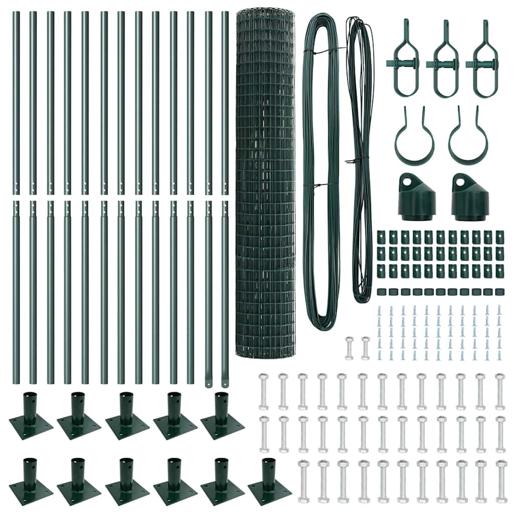 Recinzione con pali. Verde 1.2 x 25 m Acciaio 3350865