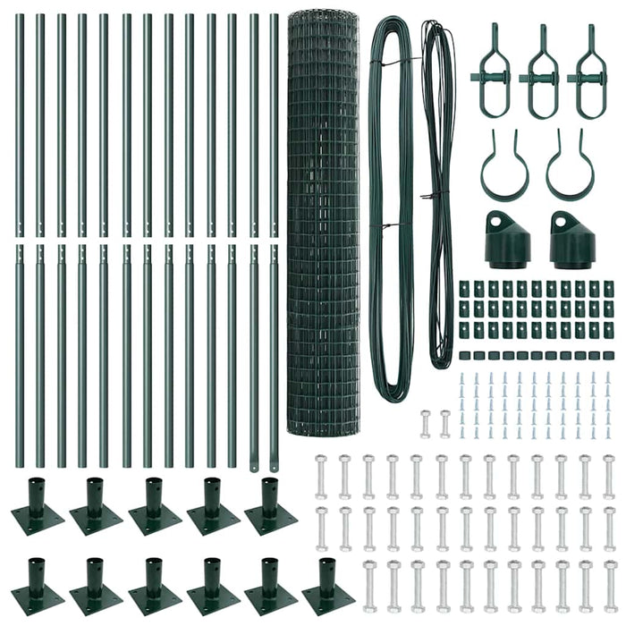 Recinzione con pali. Verde 1.2 x 25 m Acciaio 3350865