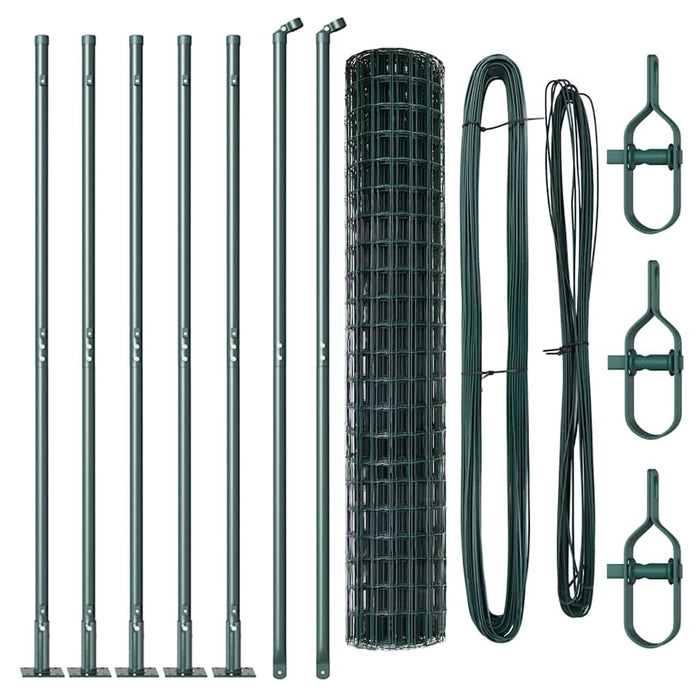 Recinzione con pali. Verde 1.5 x 10 m Acciaio 3350882
