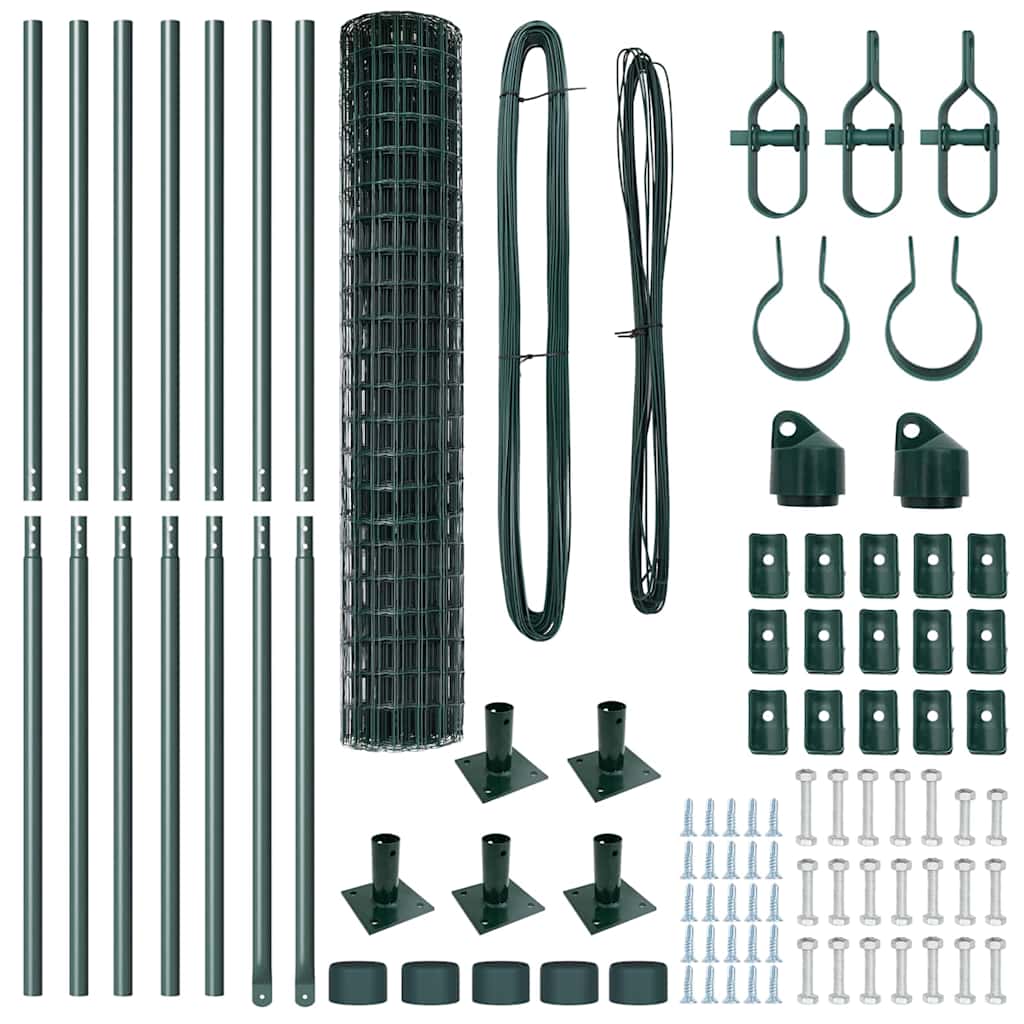 Recinzione con pali. Verde 1.5 x 10 m Acciaio 3350882