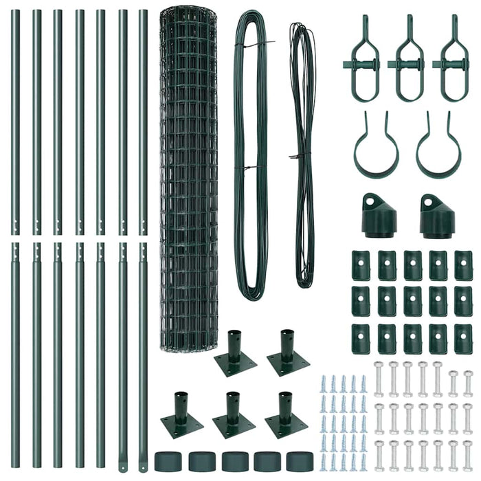 Recinzione con pali. Verde 1.5 x 10 m Acciaio 3350882