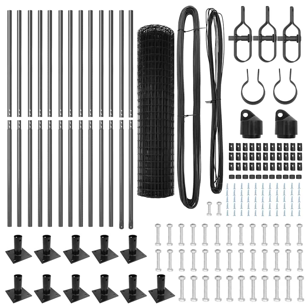 Recinzione con pali. Grigio 1 x 25 m Acciaio 3350977