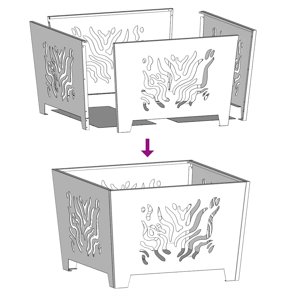 Focolare Nero 60 x 60 x 40 cm Acciaio laminato a freddo 858914