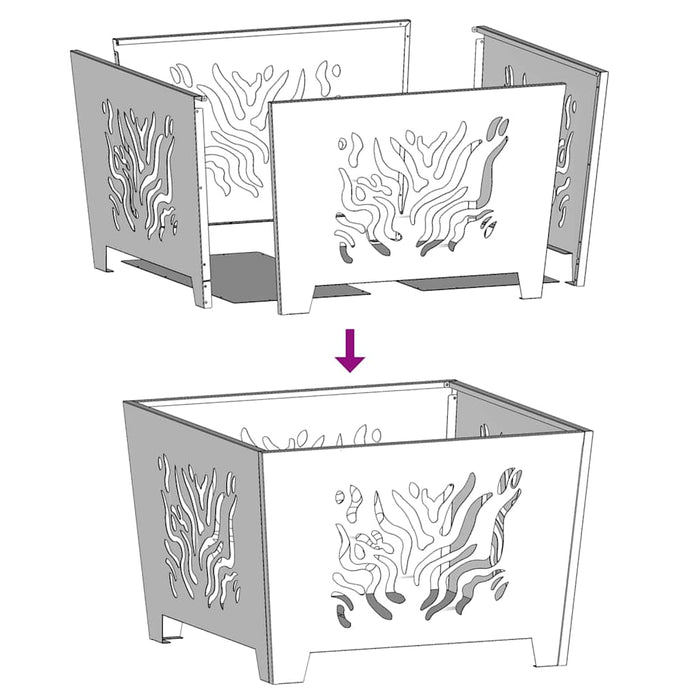 Focolare Nero 60 x 60 x 40 cm Acciaio laminato a freddo 858914