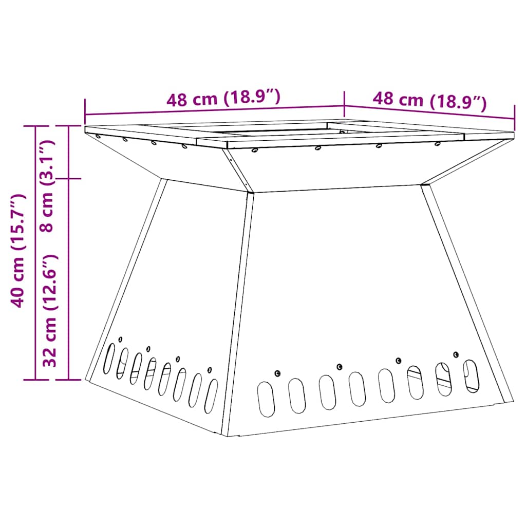 Focolare Nero 48 x 48 x 40 cm Acciaio laminato a freddo 858922