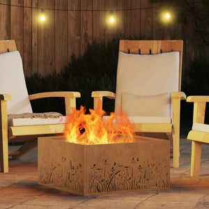 Focolare Marrone 60 x 60 x 30 cm acciaio corten 858927