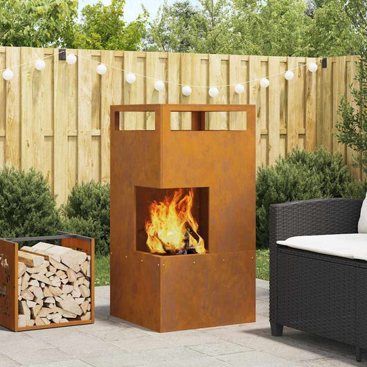 Focolare Marrone 50 x 50 x 100 cm acciaio corten 858933