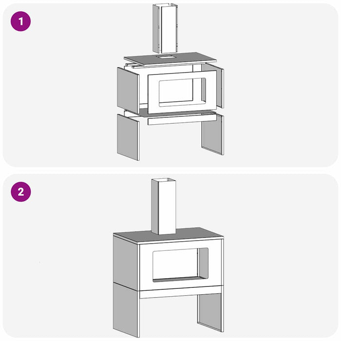 Focolare Nero 60 x 40 x 96 cm Acciaio laminato a freddo 858934