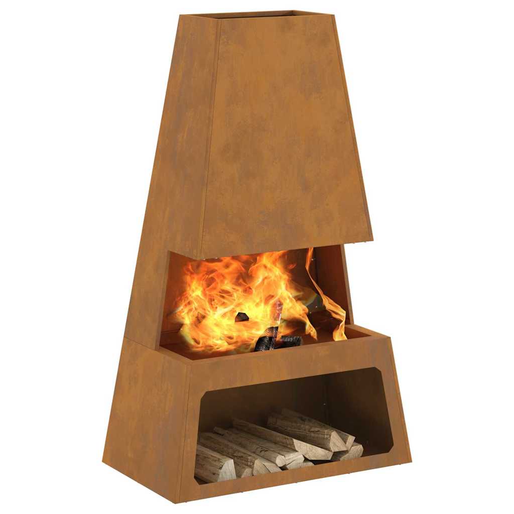 Focolare Marrone 60 x 35 x 100 cm acciaio corten 858939