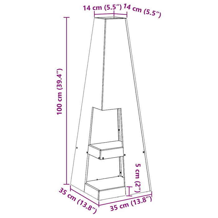 Focolare Nero 35 x 35 x 100 cm Acciaio laminato a freddo 858946