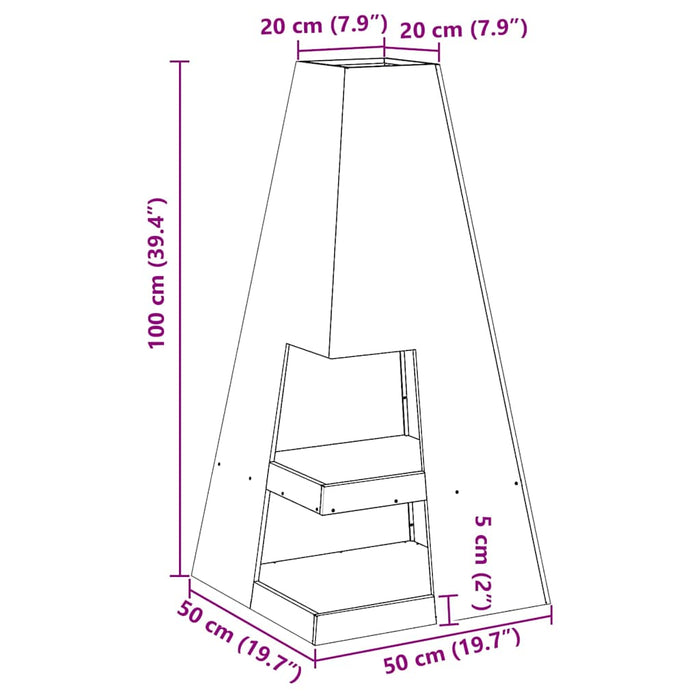 Focolare Nero 50 x 50 x 100 cm Acciaio laminato a freddo 858948