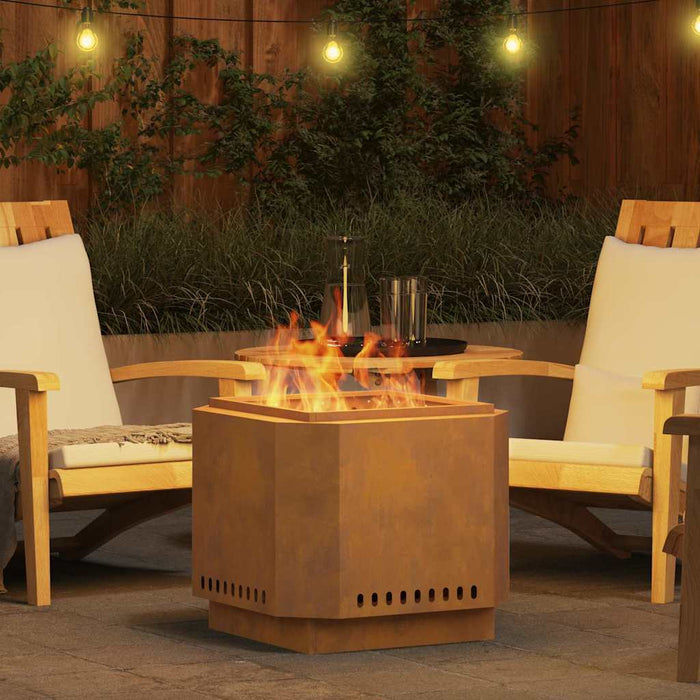 Focolare Marrone 58 x 58 x 51 cm acciaio corten 858975