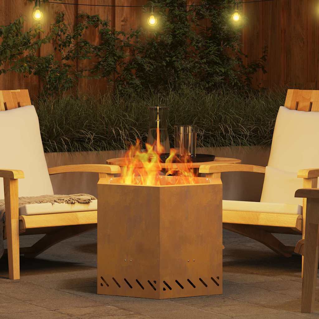 Focolare Marrone 58 x 58 x 51 cm acciaio corten 858981