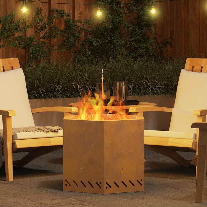 Focolare Marrone 58 x 58 x 51 cm acciaio corten 858981