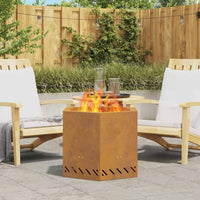 Focolare Marrone 58 x 58 x 51 cm acciaio corten 858981