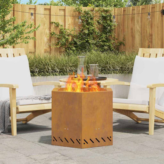 Focolare Marrone 58 x 58 x 51 cm acciaio corten 858981