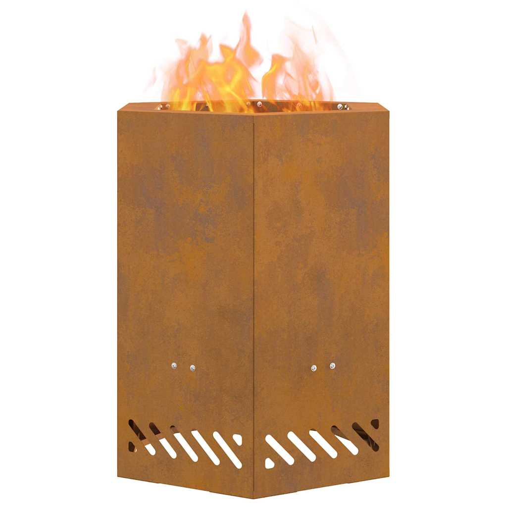Focolare Marrone 38 x 38 x 51 cm acciaio corten 858985