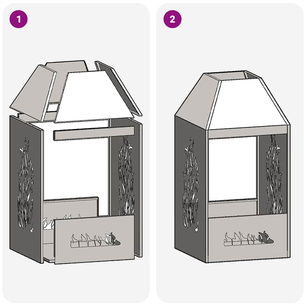 Focolare Nero 50 x 50 x 100 cm Acciaio laminato a freddo 858990