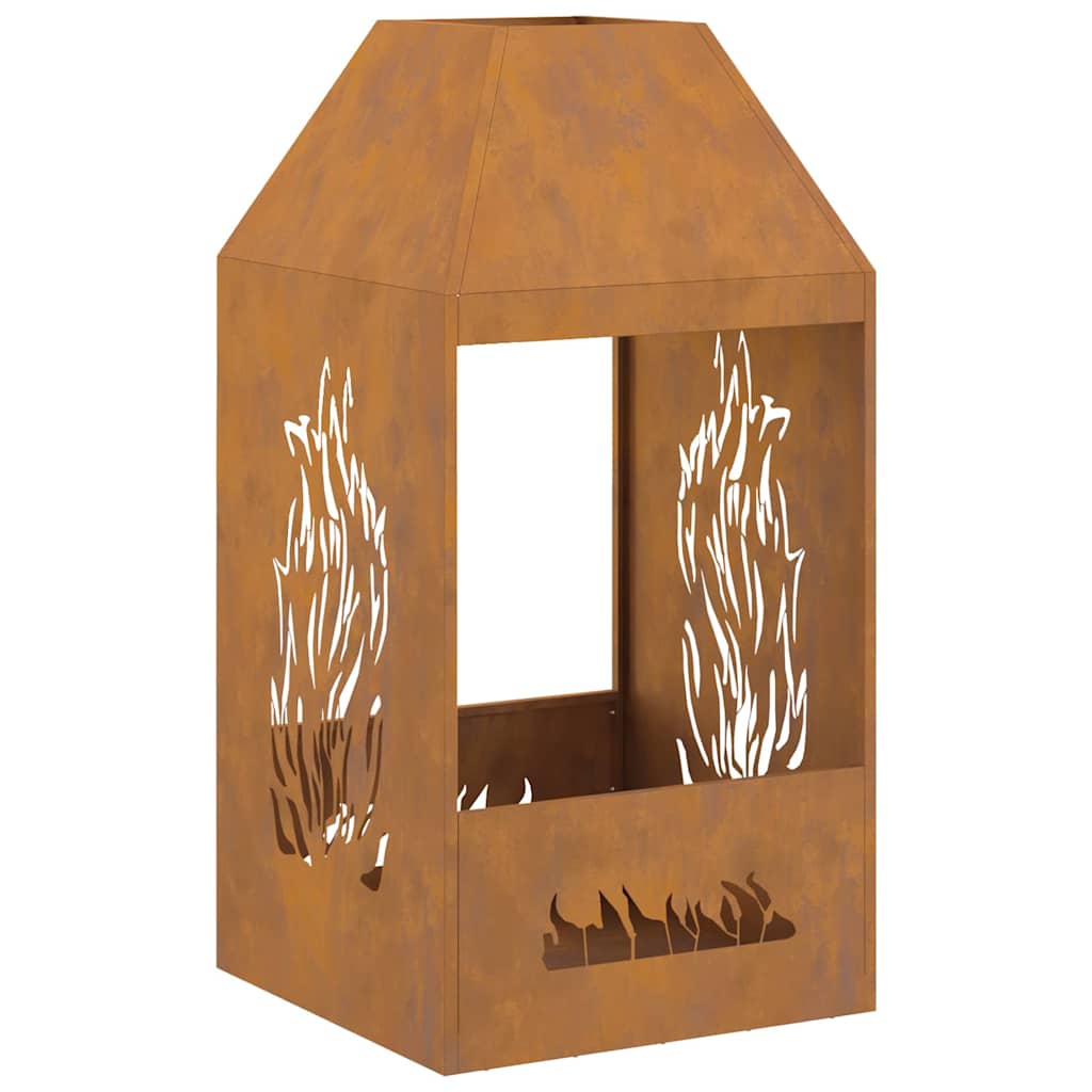 Focolare Marrone 50 x 50 x 100 cm acciaio corten 858991