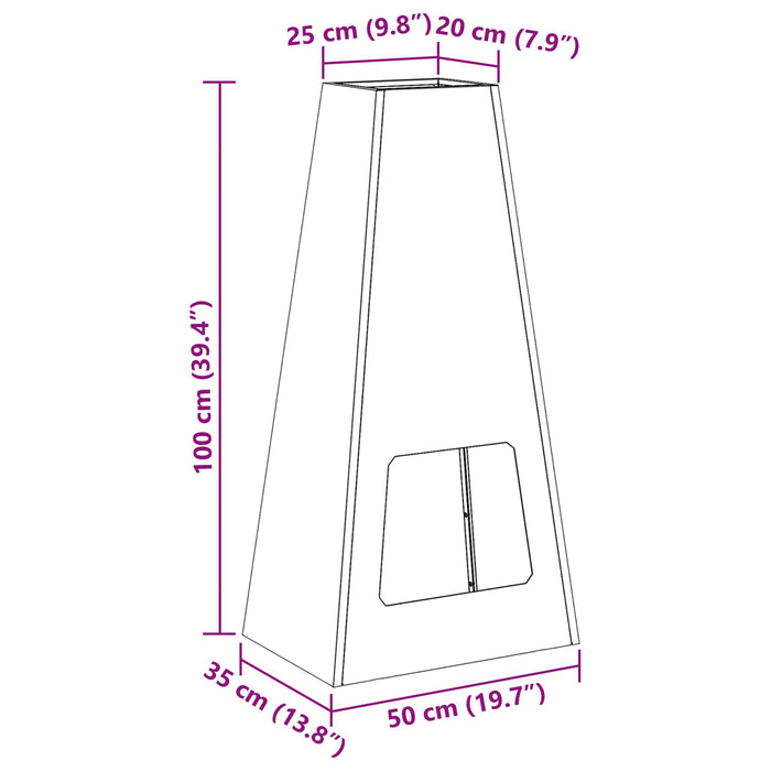 Focolare Nero 50 x 35 x 100 cm Acciaio 859004