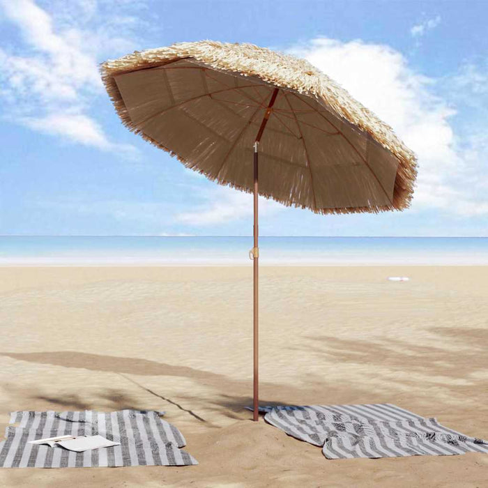 vidaXL Ombrellone da Spiaggia Marrone Ø 160 x 196 cm Acciaio