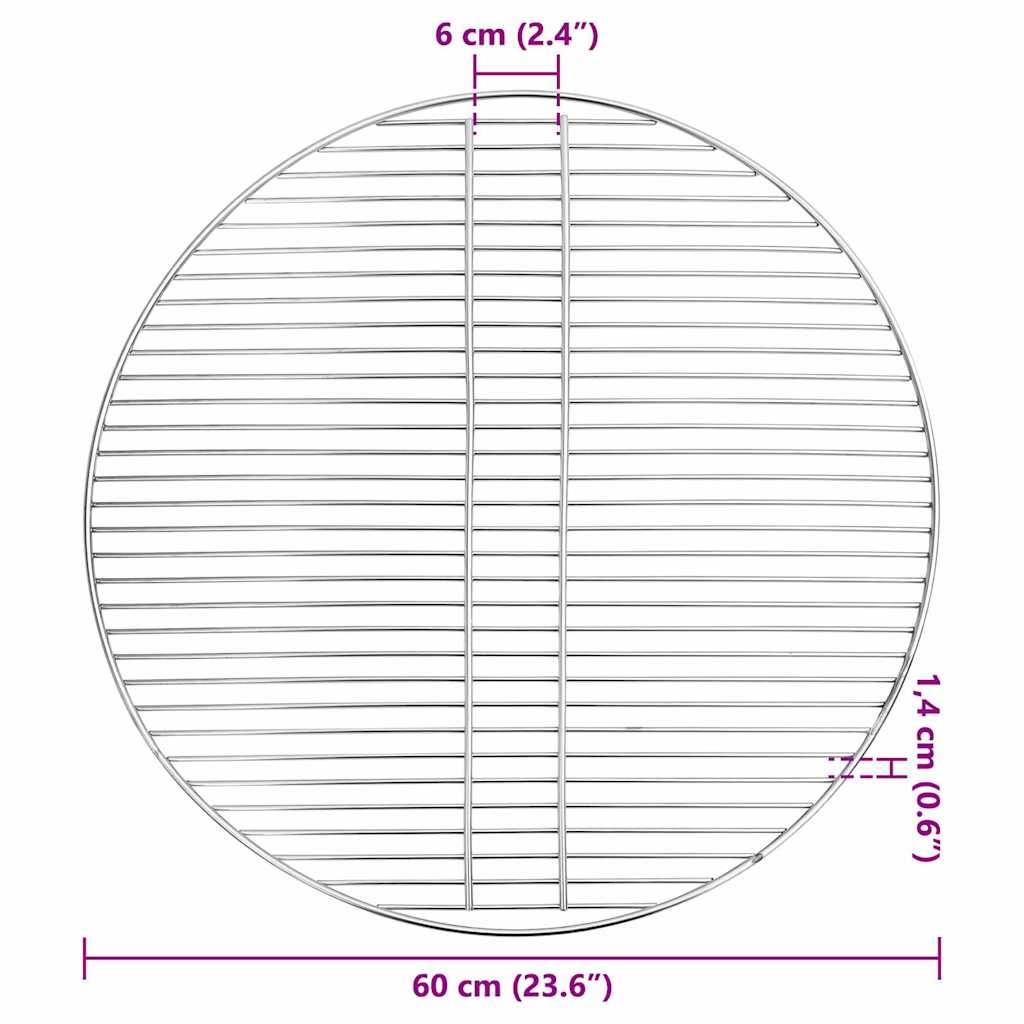 Griglia per barbecue Argento 60 x 60 cm Acciaio inossidabile 42008309