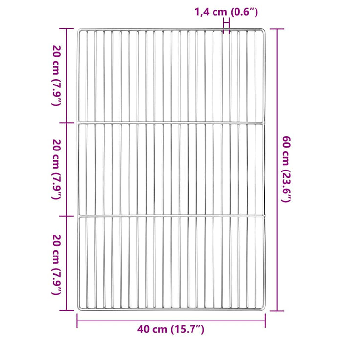 Griglia Argento 60 x 40 cm Acciaio inossidabile 42008315