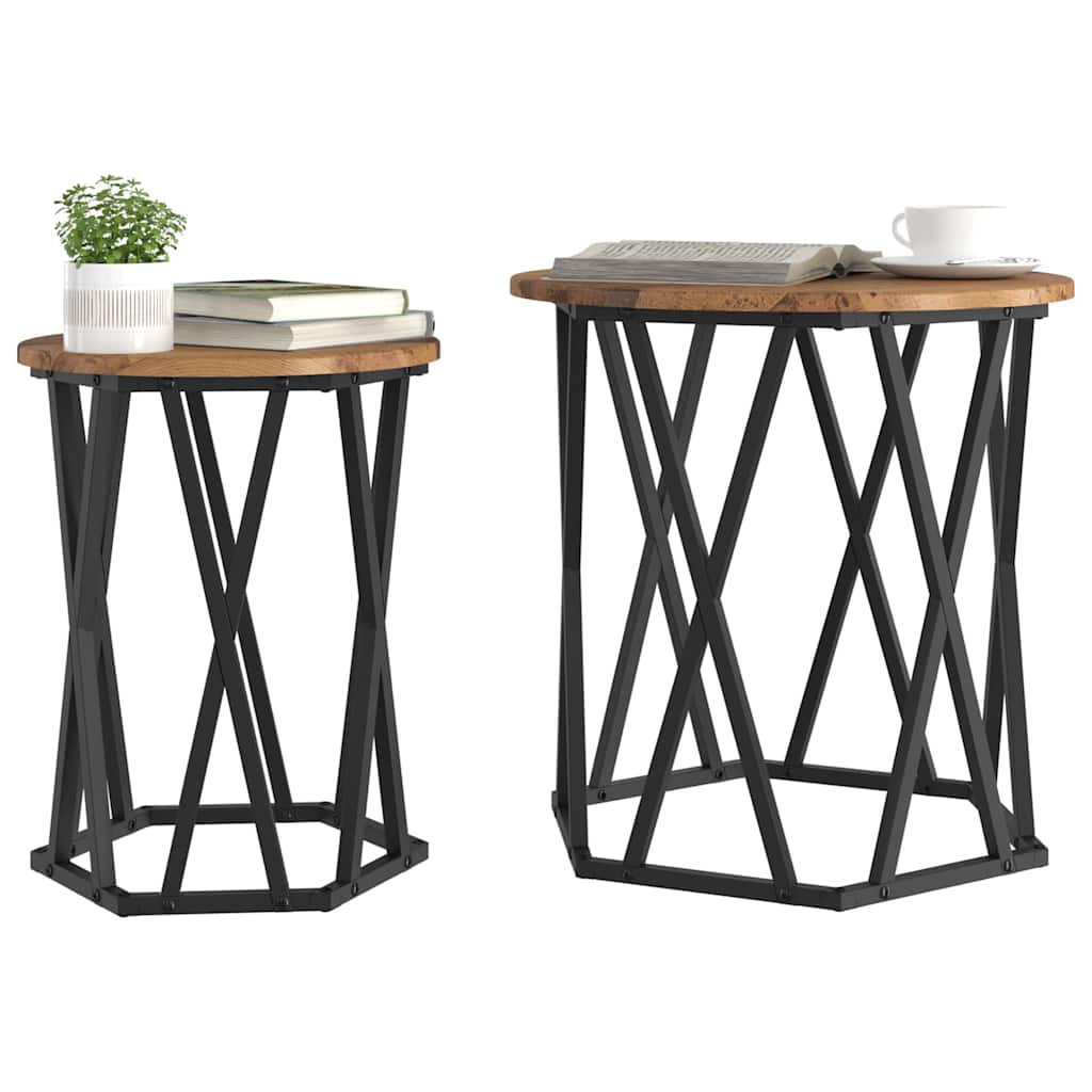 Tavolino da salotto 2 pcs Legno vecchio 50 x 50 x 50 cm 868265