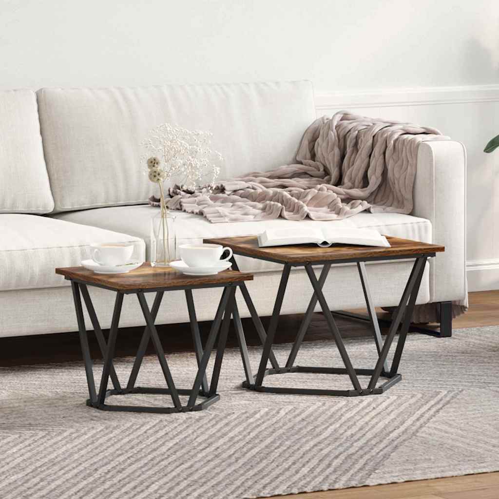 Set tavolini 2 pcs Rovere fumo 50 x 50 x 40 cm 868269