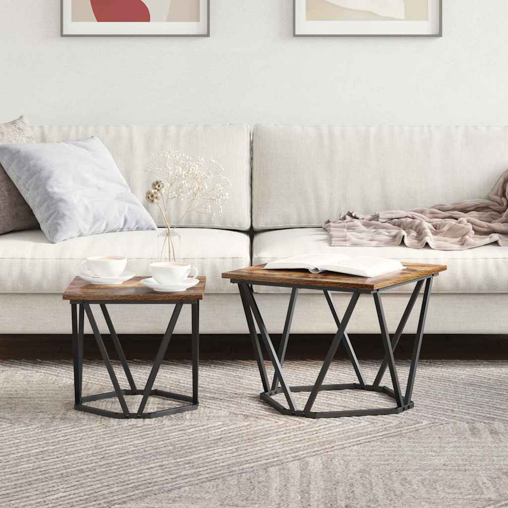 Set tavolini 2 pcs Rovere fumo 50 x 50 x 40 cm 868269