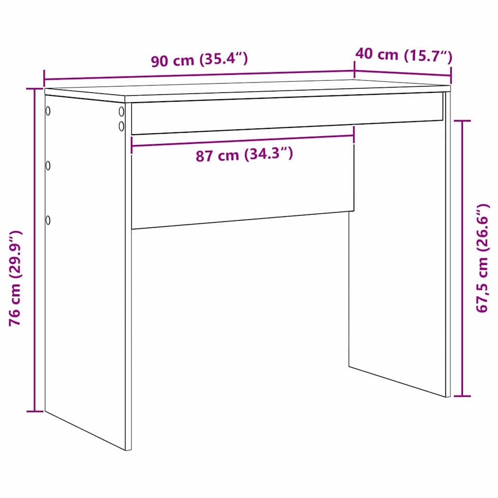 Scrivania Rovere fumo 90 x 40 x 76 cm Legno multistrato 869398
