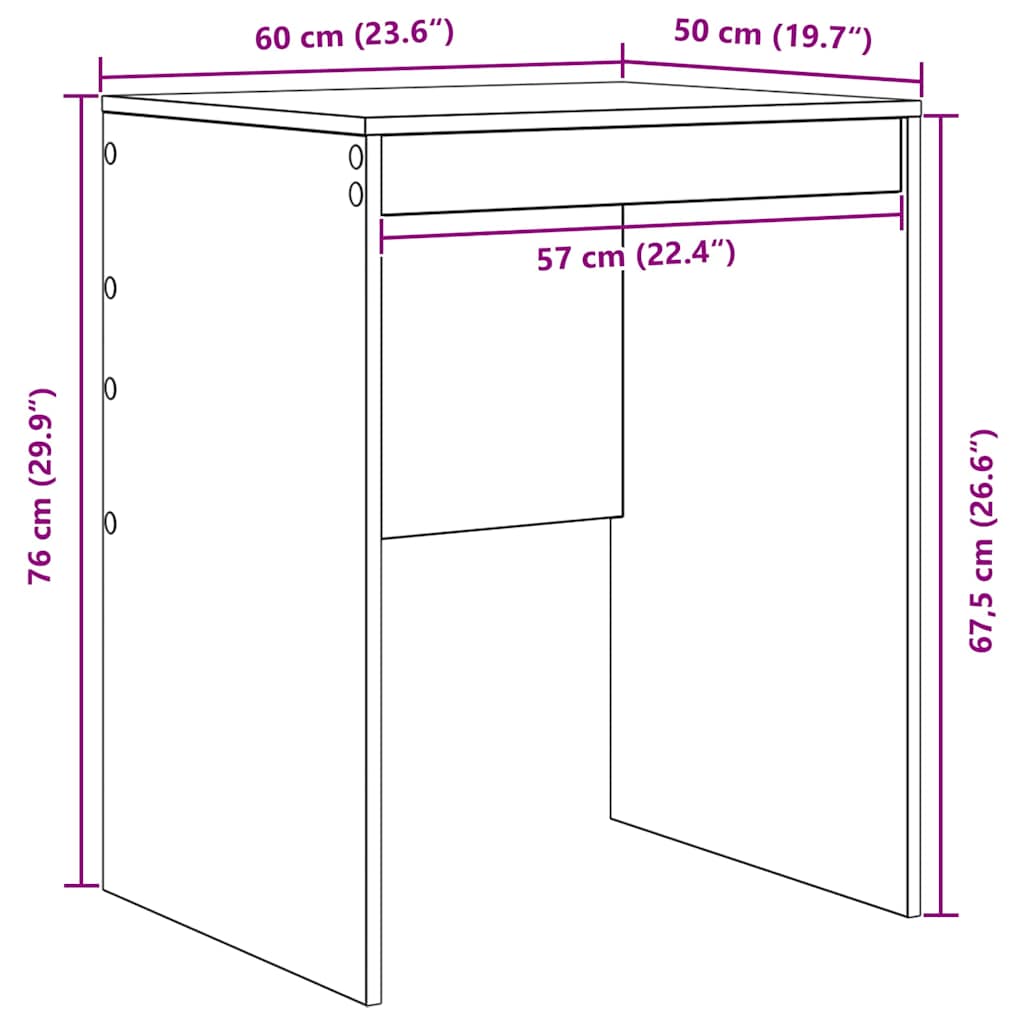 Scrivania rovere artigianale 60 x 50 x 76 cm Legno multistrato 869417
