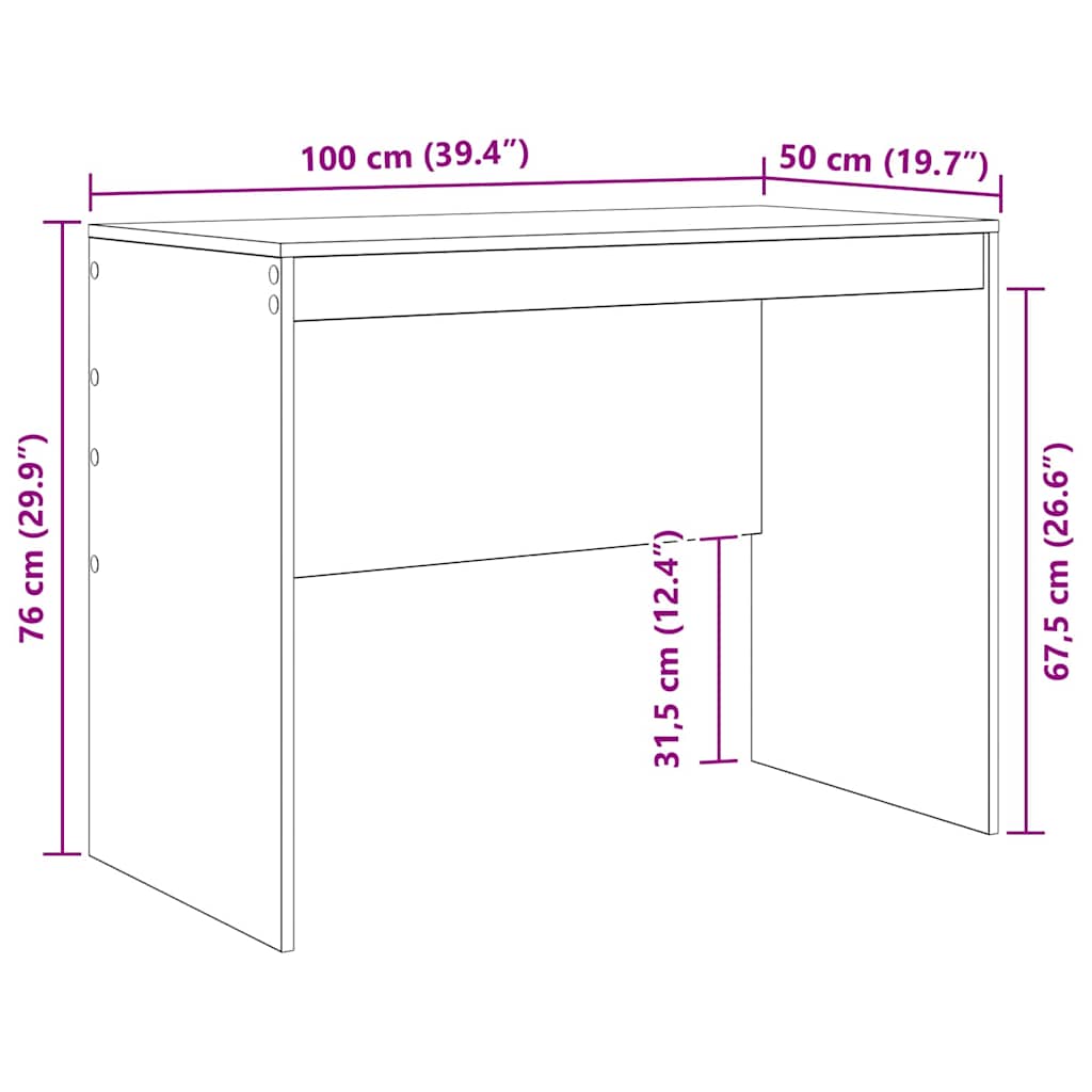 Scrivania Rovere fumo 100 x 50 x 76 cm Legno multistrato 869446