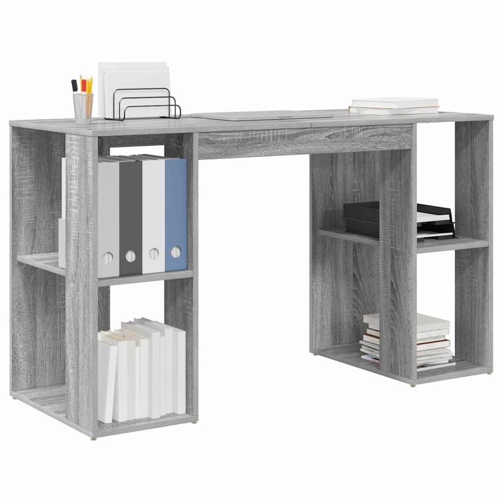 Scrivania con Storage Grigio Sonoma 130 x 50.5 x 75 cm 869503
