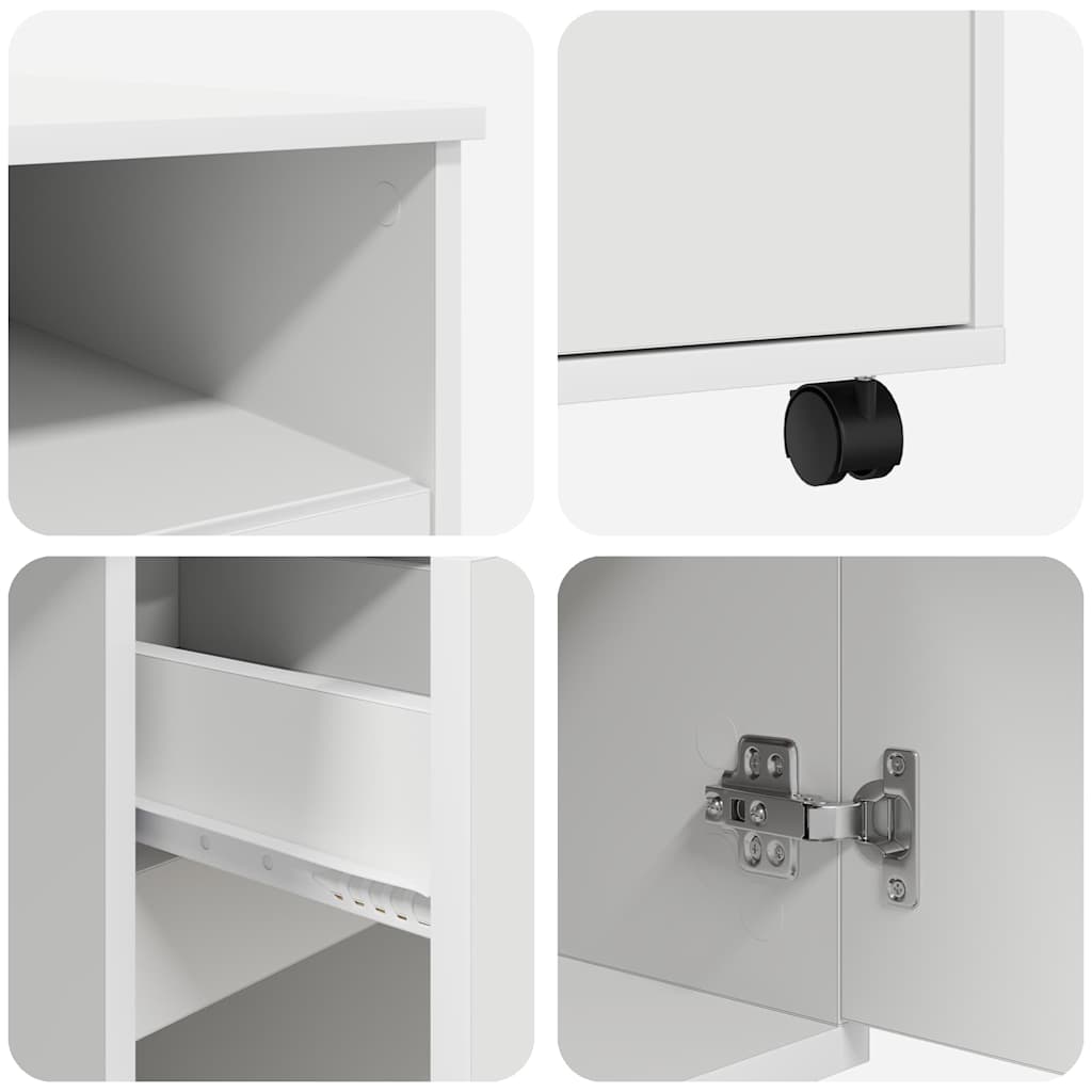 Scrivania con Ruote Bianco 91 x 50 x 77 cm Legno multistrato 869530