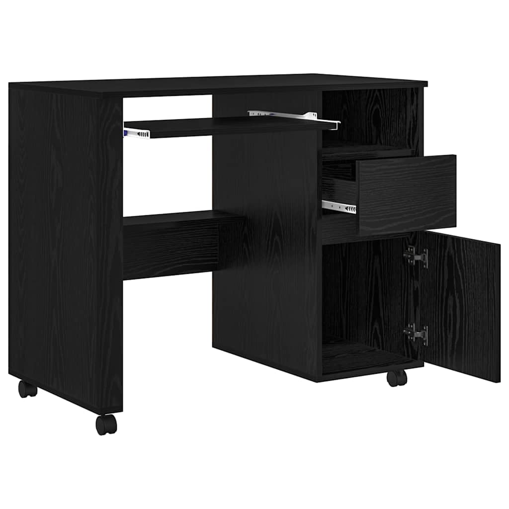 Scrivania con Ruote con cassetto Rovere Nero 91 x 50 x 77 cm 869531