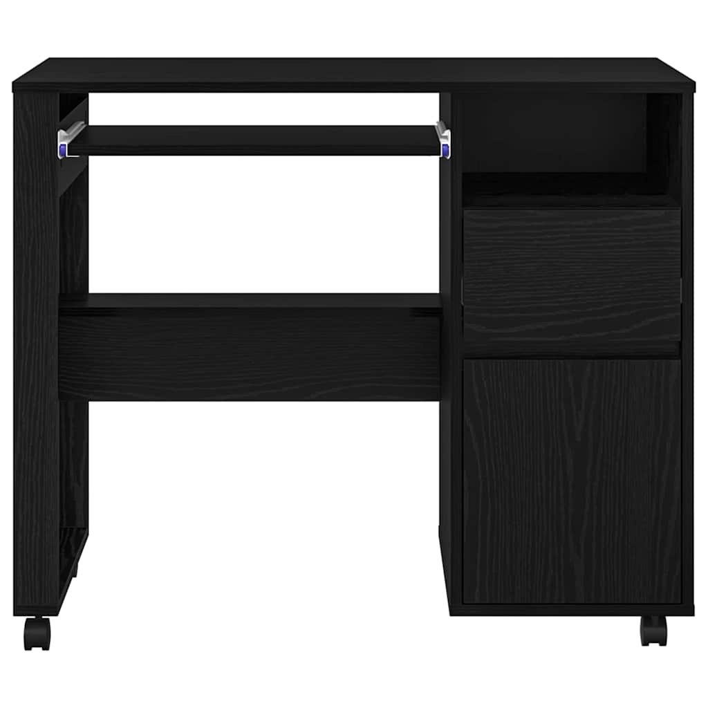 Scrivania con Ruote con cassetto Rovere Nero 91 x 50 x 77 cm 869531