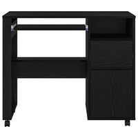 Scrivania con Ruote con cassetto Rovere Nero 91 x 50 x 77 cm 869531